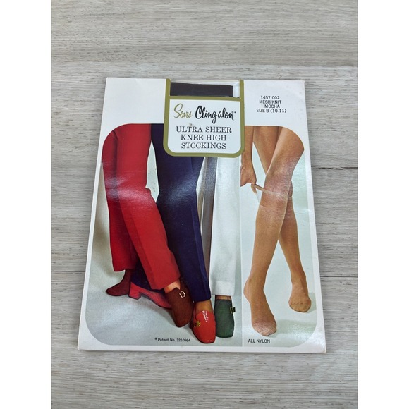 Sears Accessories - Sears Cling-Alon Ultra Sheer Stockings  Mocha Classic  Size B 10-11